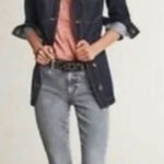 CAbi  High rise distressed light gray size 14 denim normcore jeans Photo 0