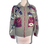 Vintage 80s Berek Hand Knit Pima Cotton Airplane Cardigan Oversized Military Green Size L Photo 15