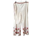 PALACE ATELIER Wide Leg Cotton Floral Pant Sz L‎ White Size L Photo 1