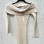 Ever Pretty NWT Pretty Lavish Off Shoulder Soreya Knit Bardot Dress Beige Women's Size XS Photo 3