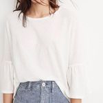 Madewell Flare Sleeve Tee White Cotton Size XS Basic Casual Textured Cotton Knit Photo 2