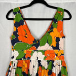 Liz Claiborne Floral Sleeveless Sundress Orange Green White Size 4 Modest Midi Photo 4