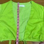 Meshki  Neon Green Tie-Front Blouse Photo 4