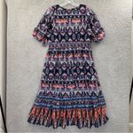 Old Navy  Chiffon Short Sleeve V Neck‎ Empire Waist Aztec Midi Dress Boho Women L Photo 5