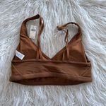Aerie OFFLINE By Ribbed Plunge Sports Bra Brown Size Medium Photo 3