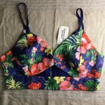 Forever 21 New Womens Tropical Print crop top Navy Size medium Photo 0