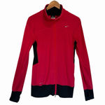 Nike Dri Fit Womens Full Zip Jacket Red Black Athletic Workout Size S Thumbholes Photo 0