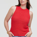 Madewell  Crochet-Knit Crewneck Sweater Sleeveless‎ Tank in  Crushed Watermelon Photo 0