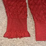 Sundance Frances Ruffle Turtleneck Sweater Scallop Pointelle Knit Rust Orange M Photo 3