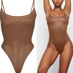 SKIMS Logo Brown Mesh Foil Cami Bodysuit / Size XS Photo 1
