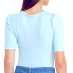 NWT Baby Blue Short Sleeve Bodysuit Size L Scoop Neck Bodysuit Size L Photo 2