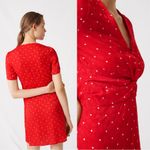 Maje • Ripia Twist-front Polka-dot Floral-jacquard Mini Dress red Rouge Photo 4
