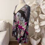 Roberto Cavalli  Women's Multicolor V-Neck Silk Chiffon Butterfly Printed Top Photo 6