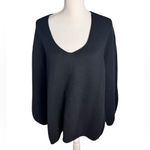 Cuyana  Wool Cashmere Ribbed Balloon Sleeve Sweater Black L Photo 1