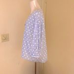ZARA  Blue Embroidered Polka Dot Long Sleeve Blouse SZ M Photo 5