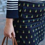 J.Crew  Basketweave Cotton Mini Skirt Navy Blue Pineapple Print A0111 Size 0 Photo 1