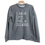 “I Run On Coffee” Women’s Gray Graphic Sweatshirt, Large Photo 0