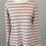 kim rogers  Striped Crewneck TShirt Oatmeal Size Medium Photo 0
