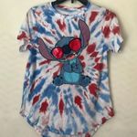 Disney NWOT red white and blue tie dye Stitch shirt Juniors Medium Photo 0
