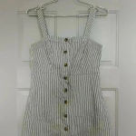 Hollister  Womens Pinstripe Dress Size Medium Short Button Down Front Photo 7