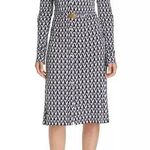 Tory Burch Crista T Lattice Logo Print Shirt Dress Navy White Size S/P Photo 0