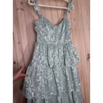 Lulus NWT  Stunning Glory Sage Green Floral Jacquard Tiered Maxi Dress Party Sz M Photo 3