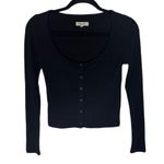 Madewell  Ribbed Cardigan Crop Tee - Black Size S Photo 2