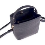 NWT AOTA Elena Crossbody Bucket Bag in Black Croc Vegan Leather Photo 5
