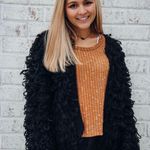 Boutique Black Furry Jacket Photo 0
