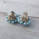 Vintage Clip On Earrings Light Blue Cluster 1" Photo 5