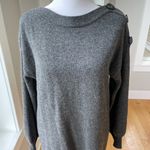 Madewell Charcoal Gray Boatneck Button Shoulder Merino Wool Mini Dress Small Photo 4