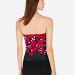 White House | Black Market Red & Black Rose Print Bustier Corset Top Photo 2
