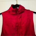 Moda International Crimson Ruffle Blouse 100% Silk Small Elegant Party Dark Pink Red Photo 5