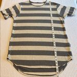RUSTIC DIME Size MEDIUM Striped Gray and Cream Mini Dress Tunic Tee Shirt Photo 10