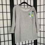 Gap Crewneck Sequin Beaded Rhinestone Sparkle Pullover Sweatshirt Grey Small Photo 1
