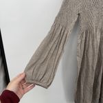 Angie Brown Taupe Smocked Long Sleeve Sweater Dress Size Large Cotton Boho Photo 4