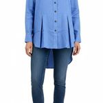 Universal Standard Linen Blend Button-Down Shirt Blue Size 4XS / 00-0 New Photo 0