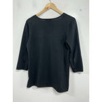 Cable & Gauge Womans Pullover Sweater M/M Black V Neck 1/4 Zip 3/4 Sleeve Photo 1