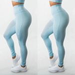 Buffbunny Allure Laser Leggings – Arctic Blue – VIDA Fabric – Size Medium Photo 0