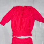 Ramy Brook  MERRY V-NECK SHORT-SLEEVE BLOUSE IN PUNCH AND JANE MATCHING SKIRT Photo 5