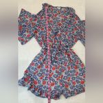 Pepe Jeans  Summer Blue and Red Floral Romper with Ruffled Hem Photo 6