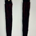 Women’s Black Red Thigh High Socks Over The Knee Stretch Knit Gothic Photo 4