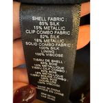 Rebecca Taylor Shirt Women 4 Black Metallic Gold Silk Ruffle Button Down Top Photo 9