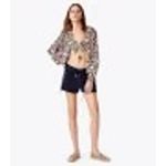 Tory Burch NWT 6 Josie cotton terry pull-on mini beach shorts gold hardware Navy Photo 9