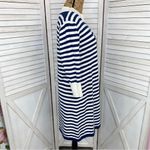 Haley and the Hound Striped Sweater Dress Crew Neck Knit Shift Blue White Medium Photo 2