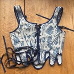 Scarlett darkness floral corset top blue and white size small Photo 1