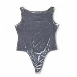 EXPRESS Vintage gray crunched velvet high neck bodysuit Photo 1