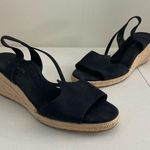 Chadwick's Chadwick’s women’s black canvas sling back woven wedge chunky heels espadrilles Photo 0