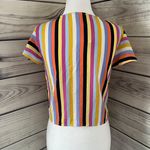 E & M  Rainbow Striped Flutter Sleeve Top  Photo 4