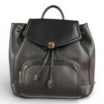 Time and Tru Women's NWT Faux Leather Drawstring Backpack Black Flap Over Photo 0